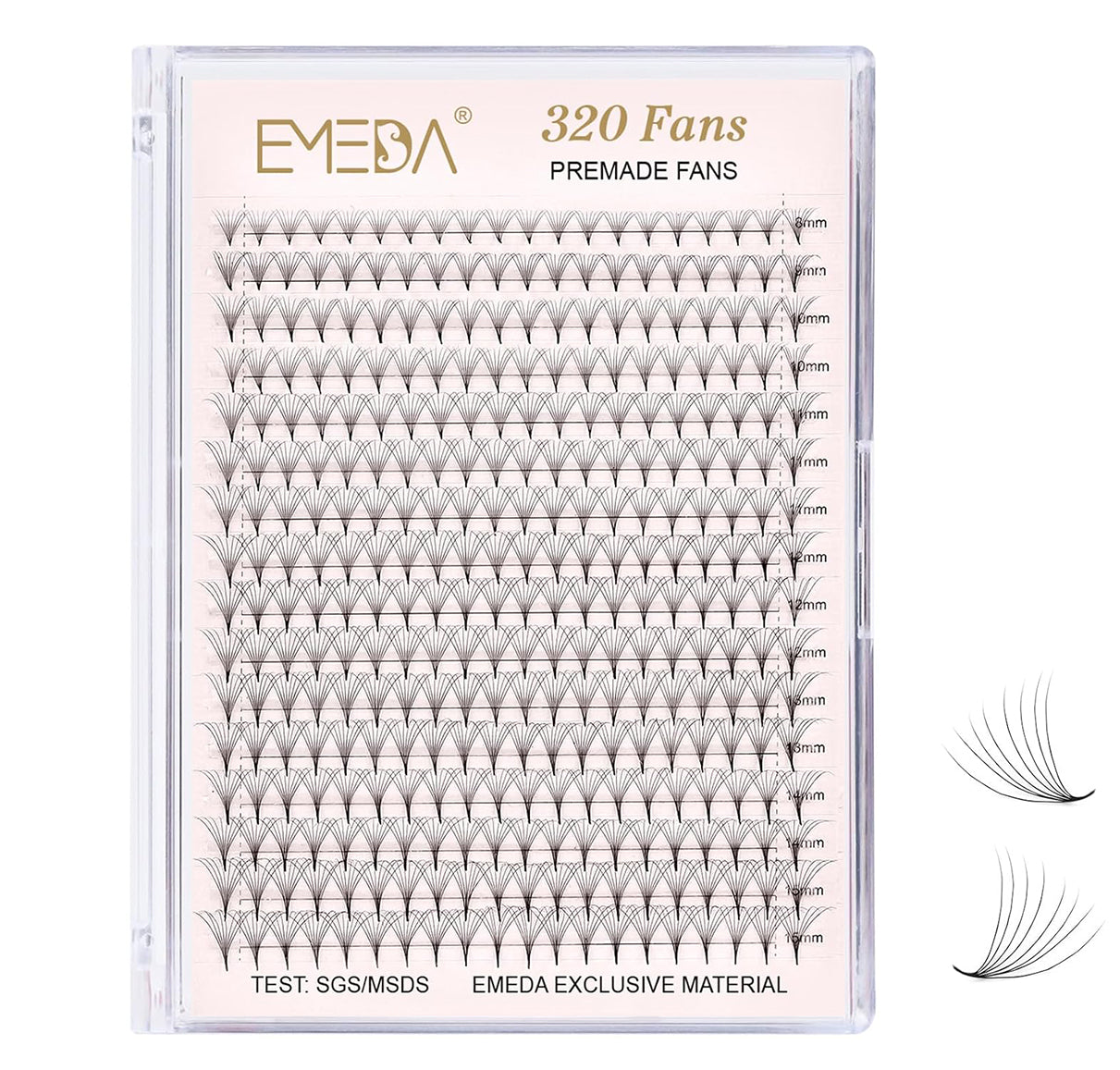 8D Pointy Premade Fans |0.07 MM | 8-15 MM | 320 PCS