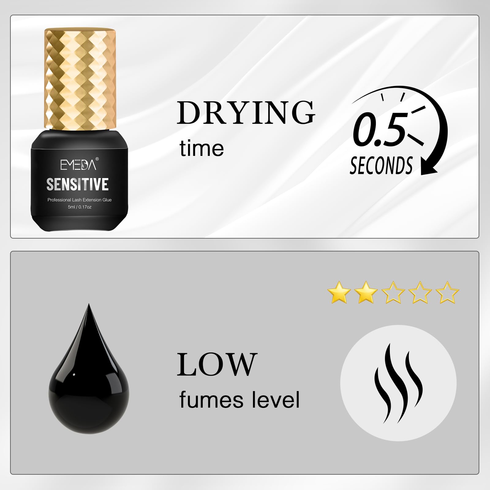 Sensitive Lash Extension Glue | Black Glue | 0.5 Fast-Drying