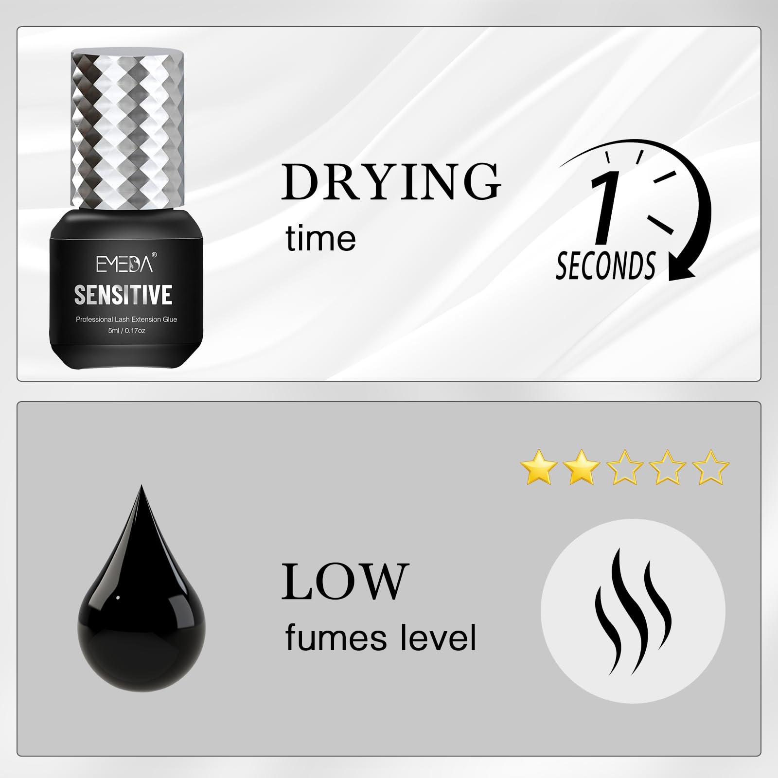 5ML Sensitive Eyelash Extension Glue | 1S Fast-drying | Black