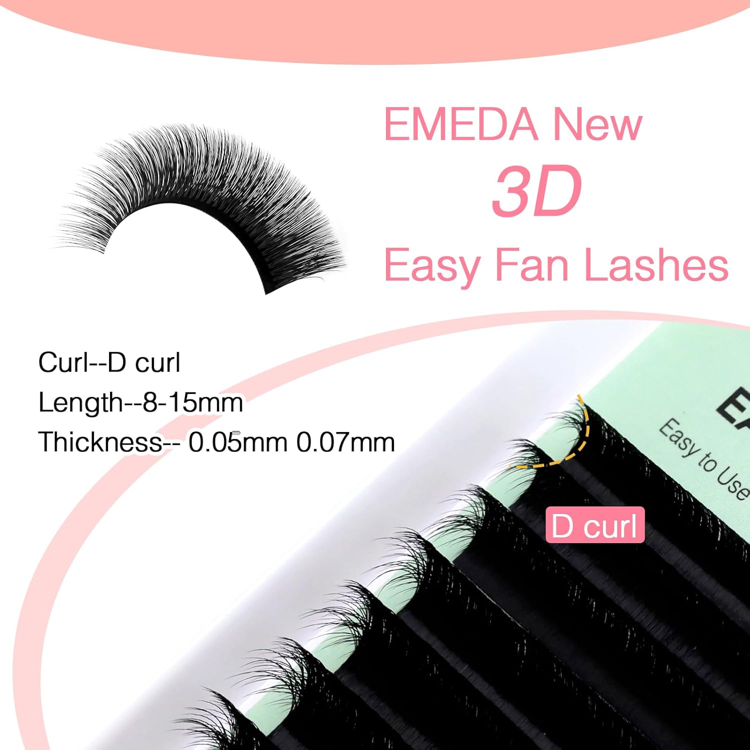 0.05 MM 3D Effect Easy Fan Lash Extensions/12 Rows