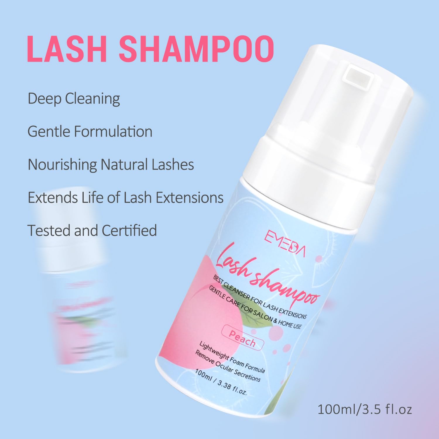 100ML Gentle Lash Shampoo Kit | Peach
