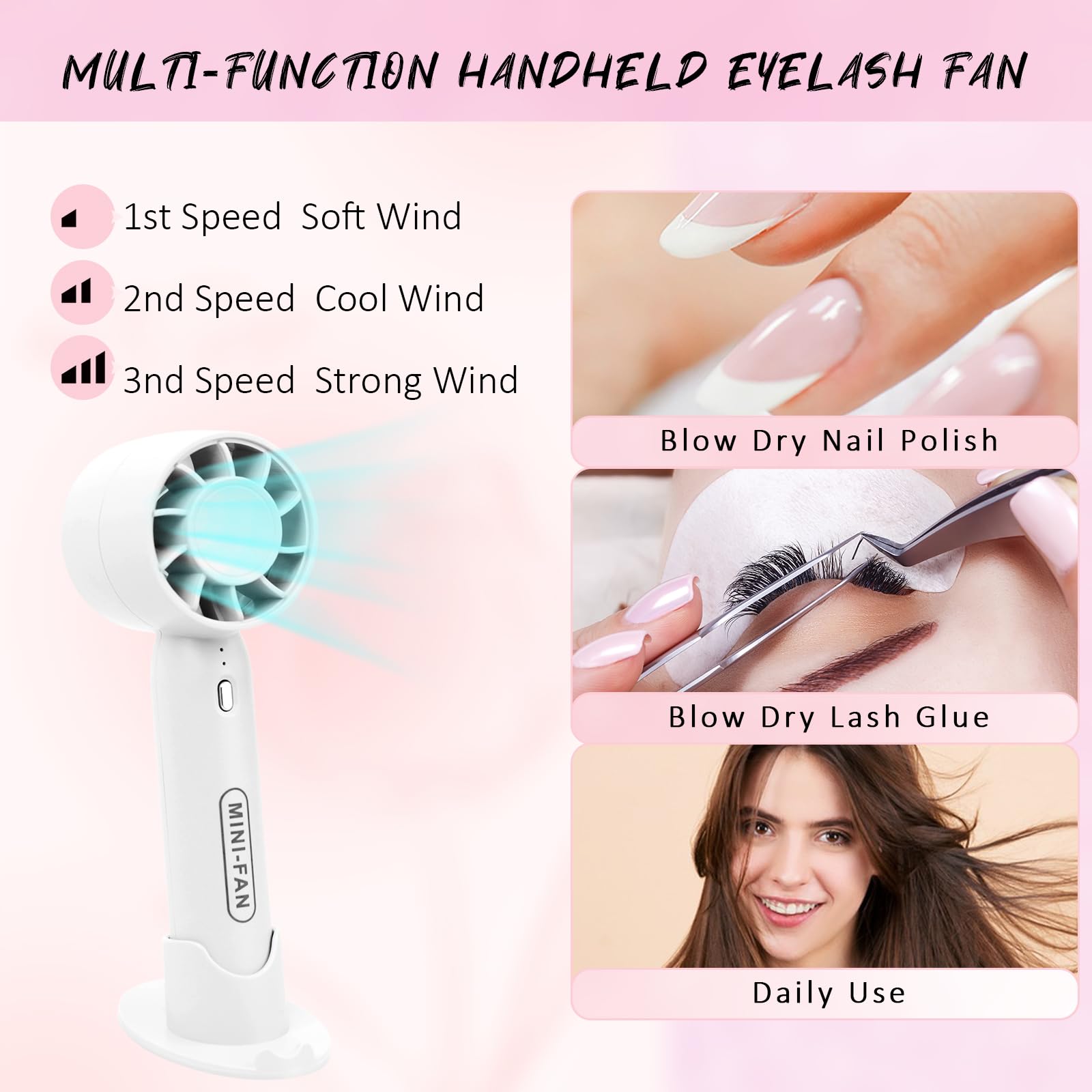 60ML Lash Shampoo Kit | White Mini Lash Fan